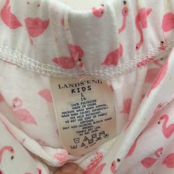 Lands End Girls Lightweight Flamingo Sleep Pants 14 - Picture 6 of 7